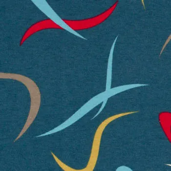 Viscose blauw met multicolor strepen